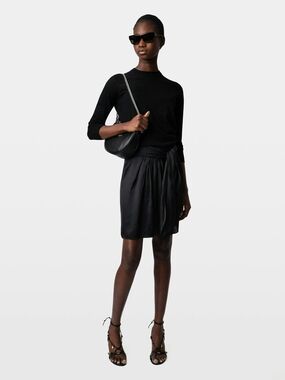 Zadig & Voltaire Black Satin Mini Skirt